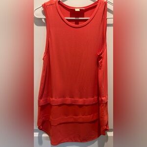 Michael Kors Bright Coral Tiered Tunic with Gold MK Emblem, size S